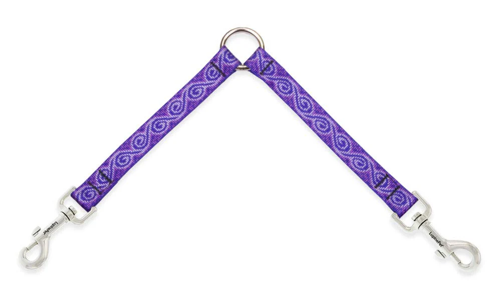 Coupler for Walking Two Medium or Larger Dogs Together, 3/4" Wide Jelly Roll Design by Lupine, 24" Long