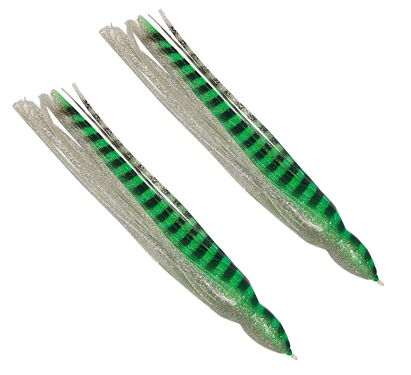 Marlin Lure Skirts 12 Inch (Includes 2 Skirts) Squid Trolling Lure Skirts (Green Tiger)