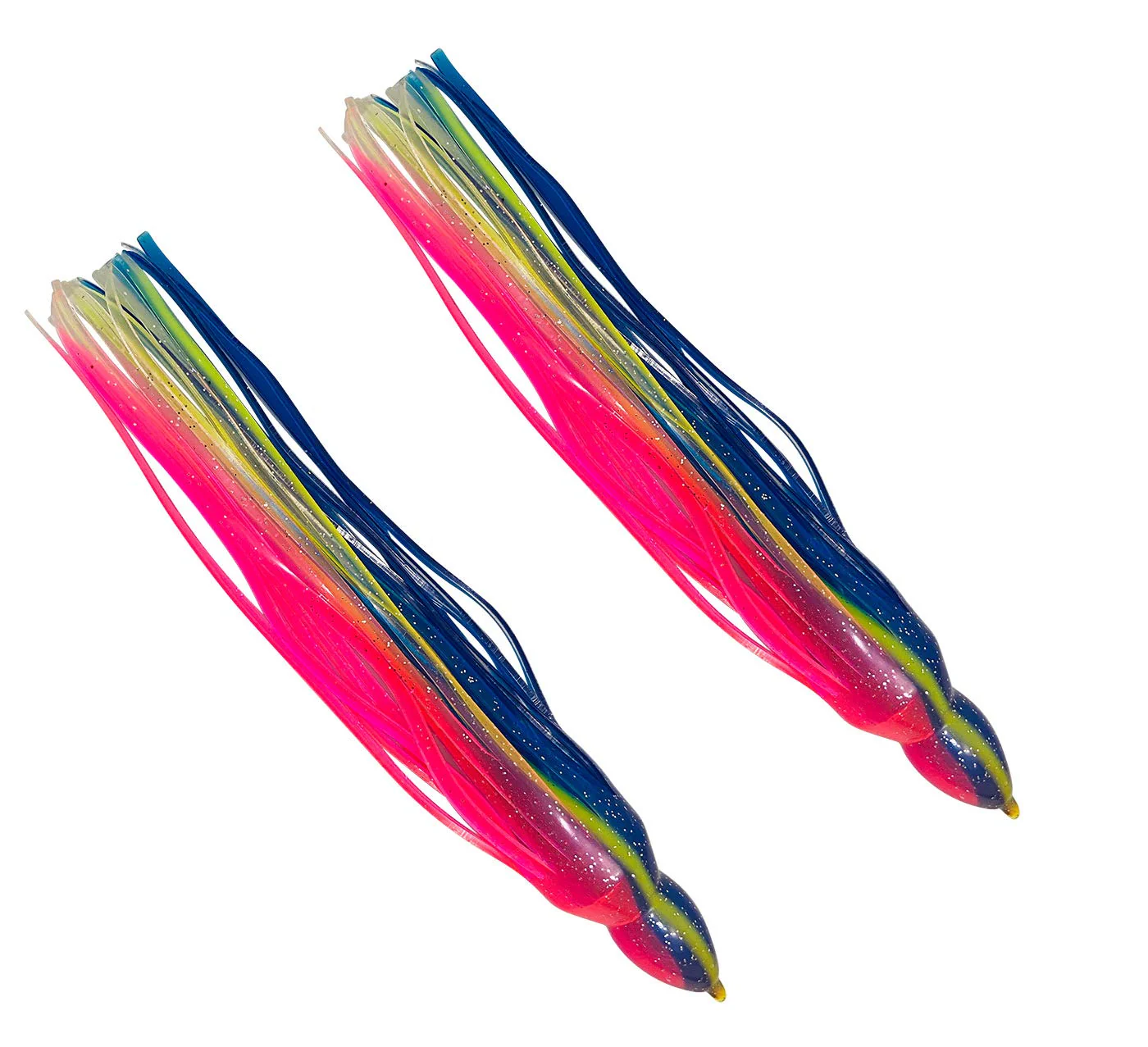 Marlin Lure Skirts 12 Inch (Includes 2 Skirts) Squid Trolling Lure Skirts (Pink Blue Yellow)