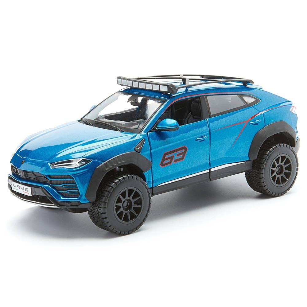 Lamborghini Urus #63 with Roof Rack Blue Metallic Off-Road Series 1/24 Diecast Model Car by Maisto 32533