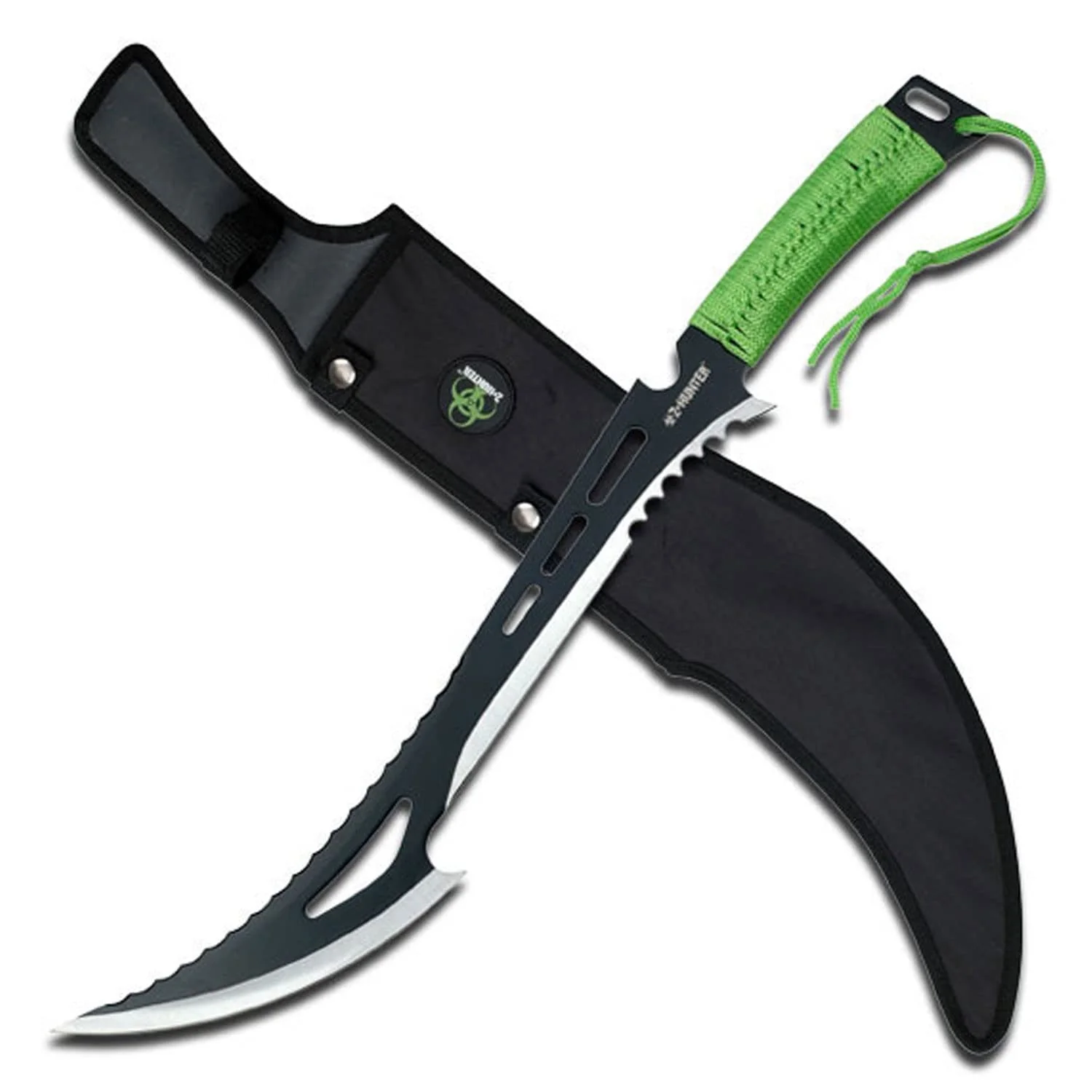 Z-Hunter ZB-020 Zombie Killer Machete, Two-Tone Full Tang Blade, Green Cord-Wrapped Handle, 23-3/4-Inch Overall