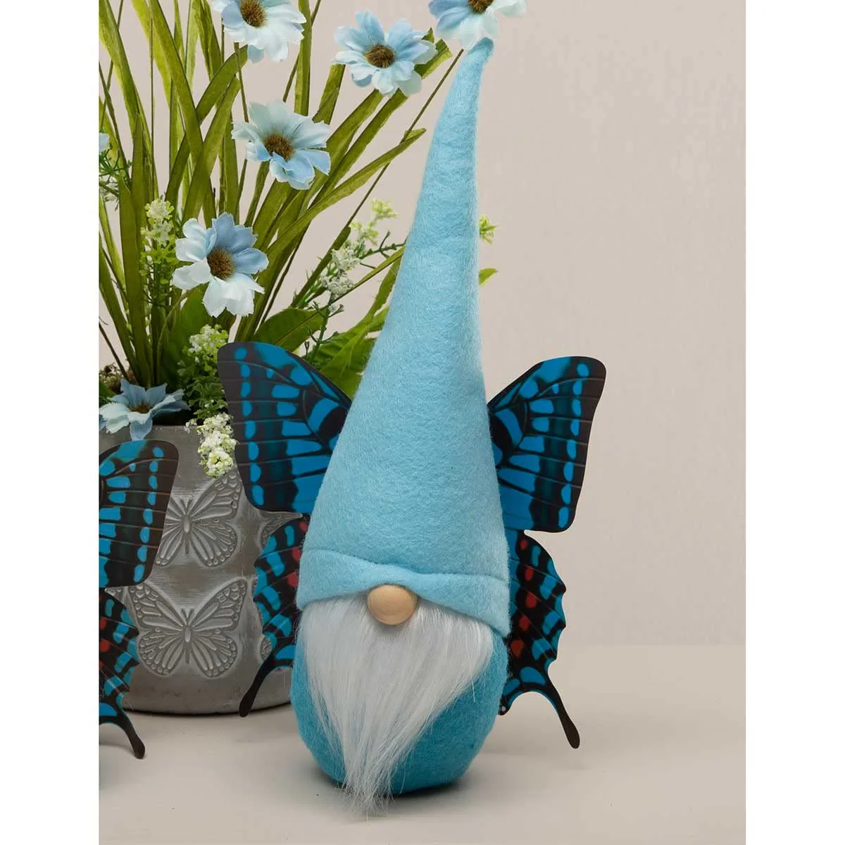 MeraVic Butterfly Gnome Blue with Wings Large Plush, Collectible Figurines, Gifts for Home Shelf Décor, 11.5 Inches - Spring Decoration