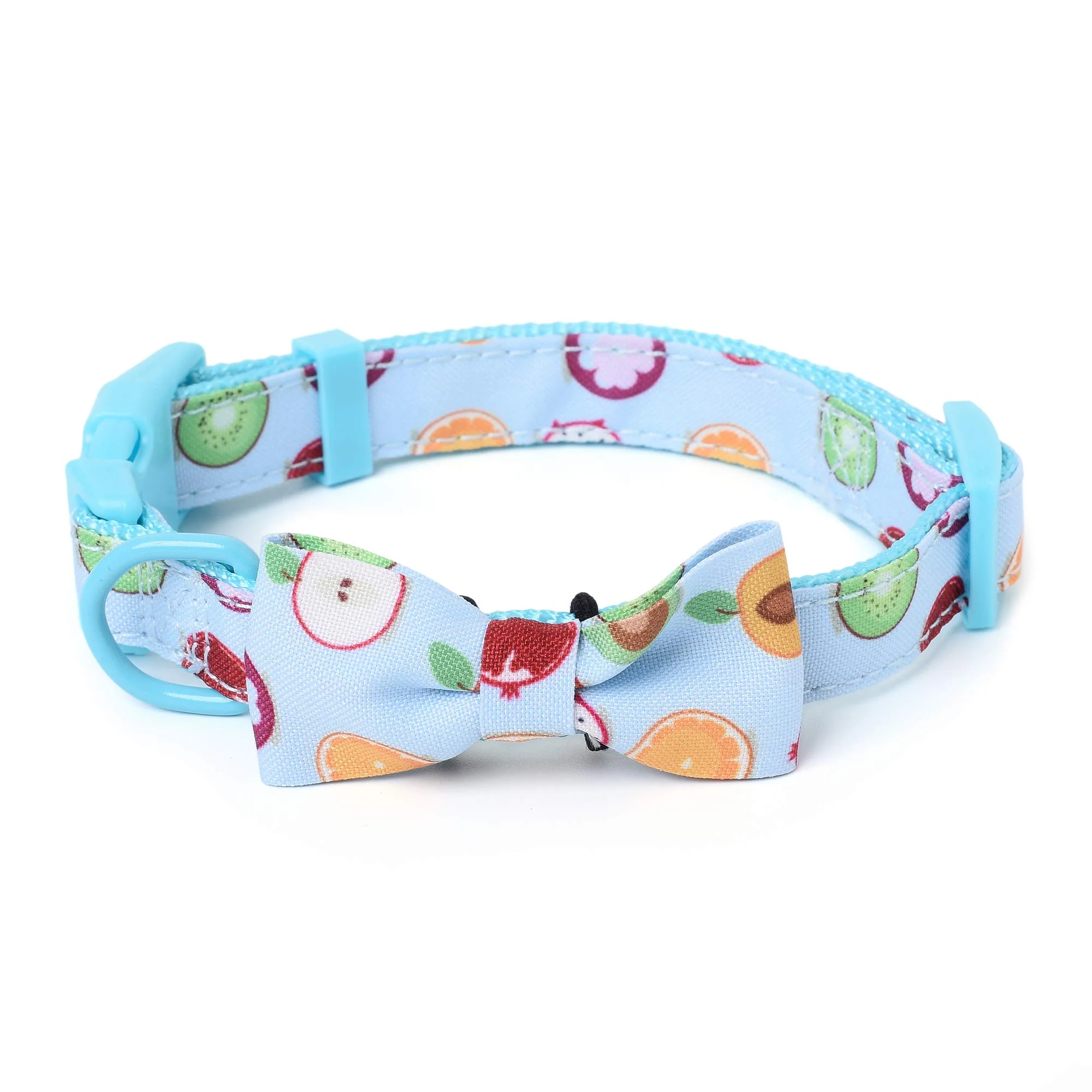 Mile High Life | Tropical Fruit Summer Collection | Soft Poly Cotton Fabric | Girl Dog Collars | Bowtie Collar (Citrus, Small 11''-15'')