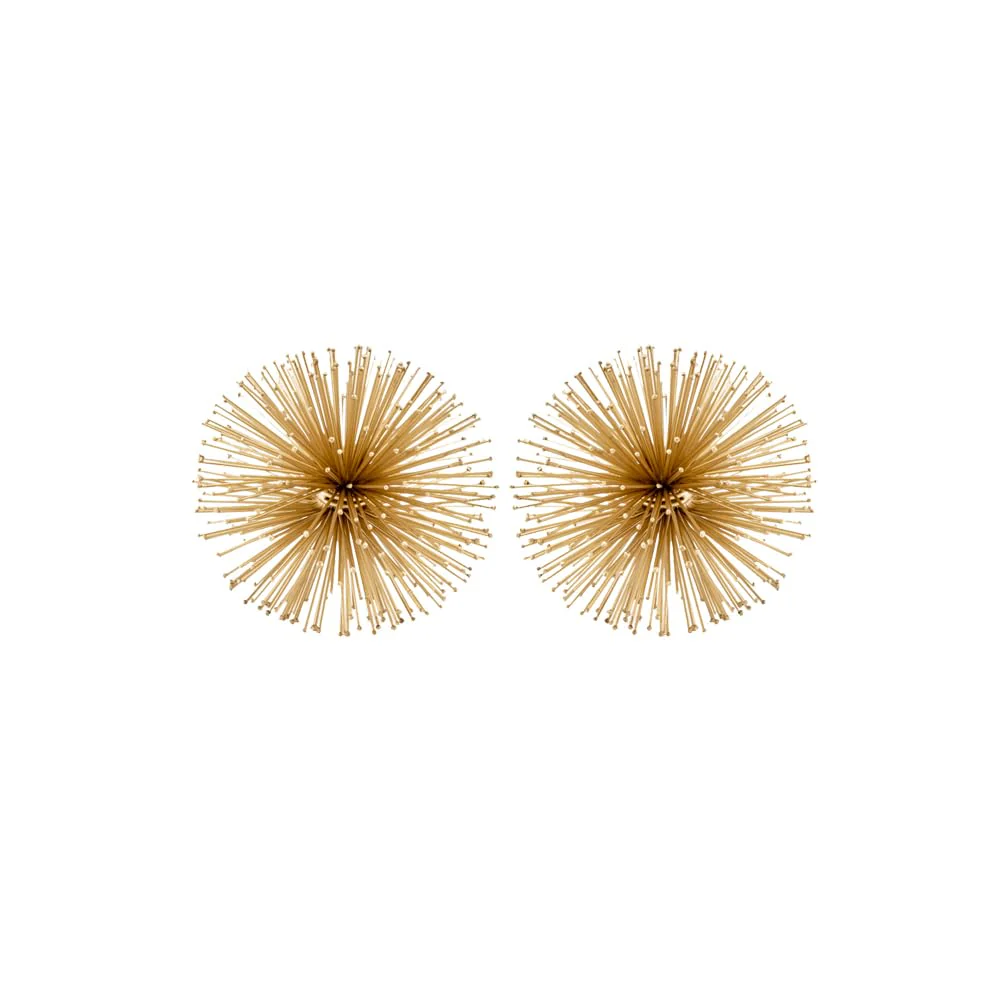 Modern Day Accents 5087 Erizo Urchin X-Small Gold Sphere Set of 2, Coffee Table Room Decor, Gold Decor, Shelf Decor, Modern Decor, Starburst Centerpiece, Spike Ball Decoration, Home, Office, 4" D