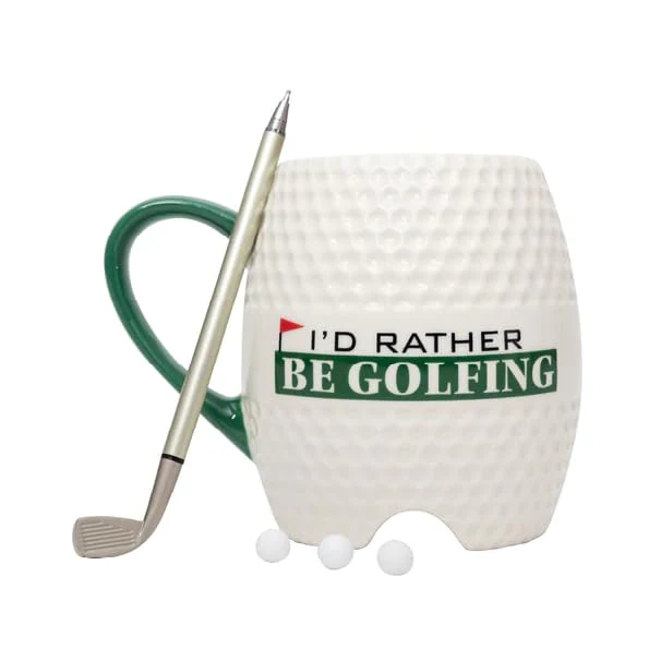Oak Patch Gifts Golf Mug - I'd Rather Be Golfing, With Pen and 3 Golf Balls, 16 Oz