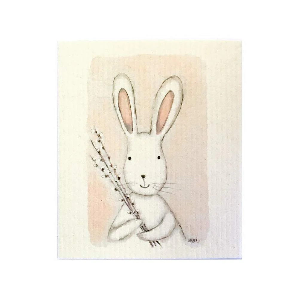 Morejoy 0780 Dish Cloth, White Rabbit, Soft Cloth, Nordic, Cellulose, Eco