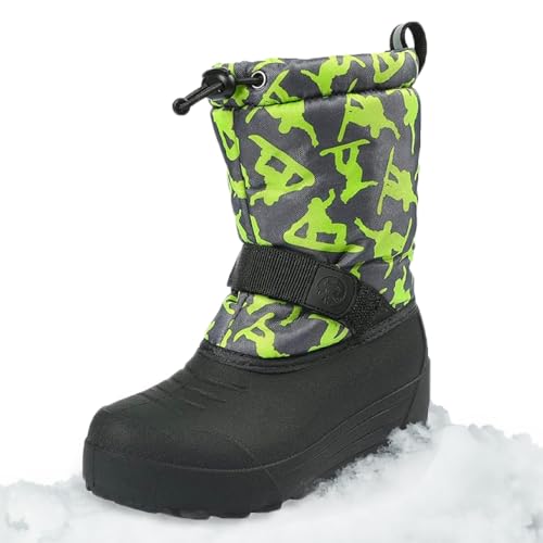 Northside unisex child Frosty snow boots, Dark Grey/Green, 7 Toddler US