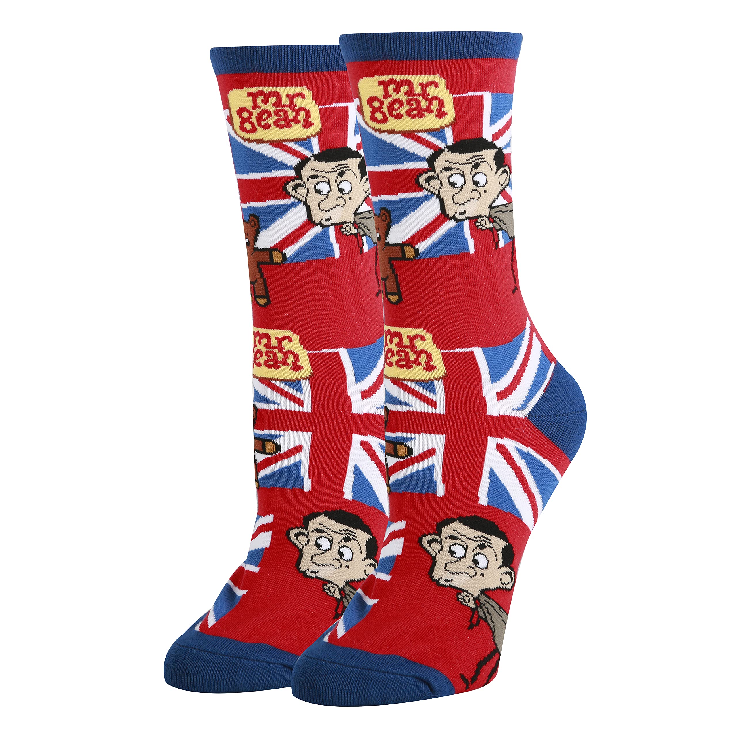 Women's Novelty Socks for Mr Bean, Oooh Yeah Funny Socks, Cool Socks (fits Shoe Size 5 to 10) (Hanging with Mr Bean)