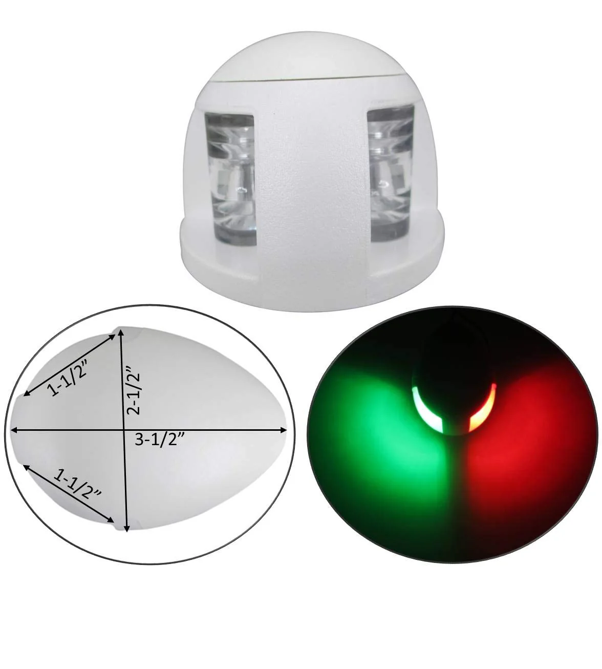 MARINE BOAT RED AND GREEN BOW LED NAVIGATION LIGHT WATERPROOF 12M BOAT MX