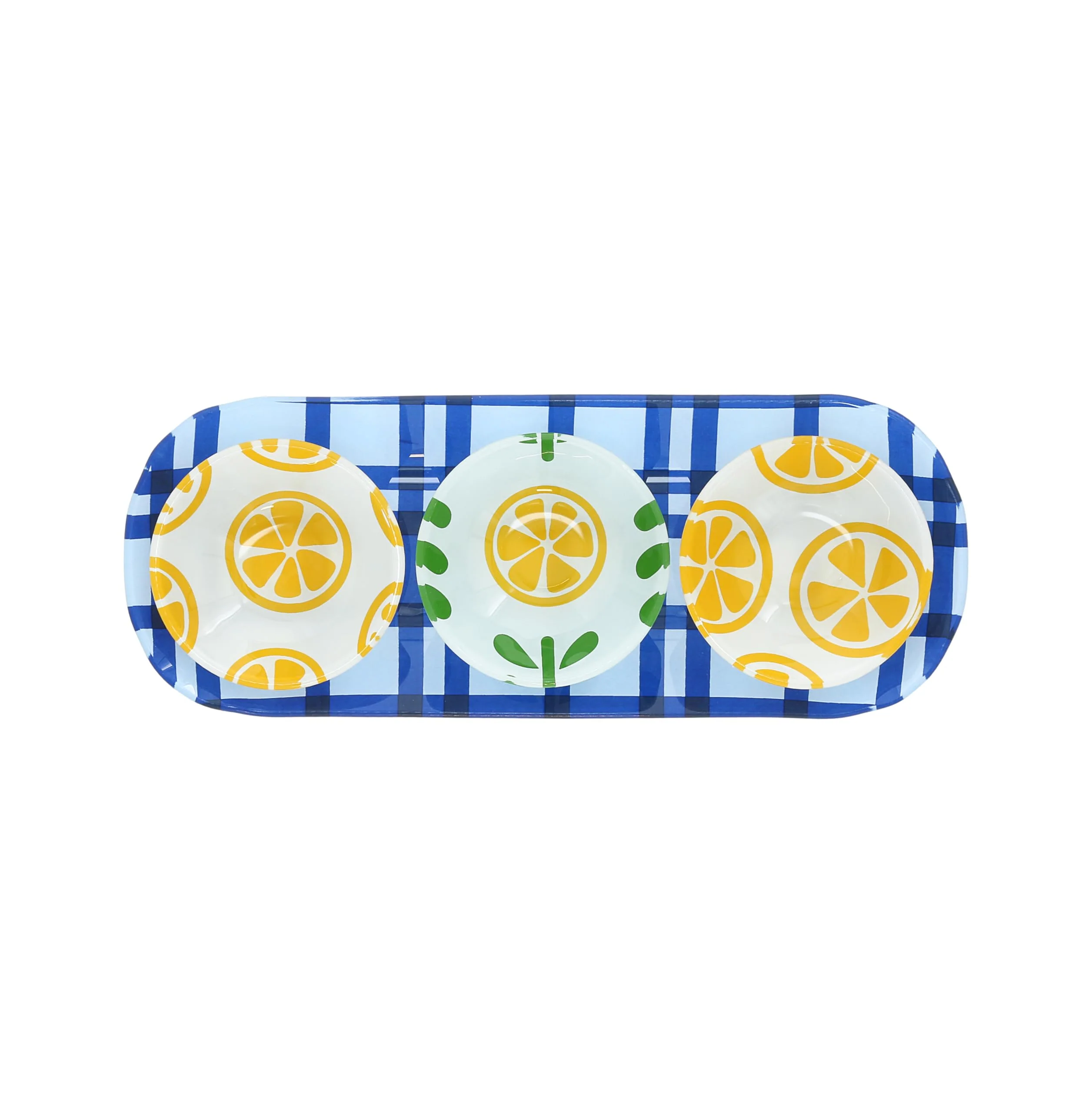 Pavilion - Lemons - 11" Serving Tray With Three 2 Oz Bowl Set Vintage Kitchen Decor Serveware