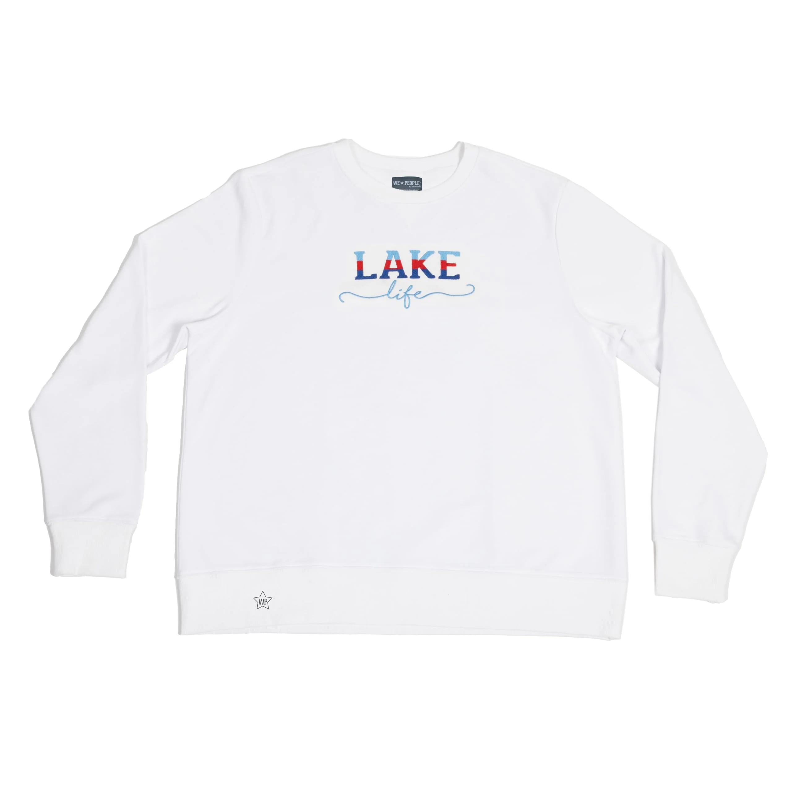 Pavilion - Lake Life - L/XL Unisex Relaxed Fit Long Sleeve Oversized Loungewear Pullover Crewneck French Terry Blend Sweatshirt Apparel Varsity Style Cottage Waterfront Nautical Boating Boat Lake Lover Gift Present