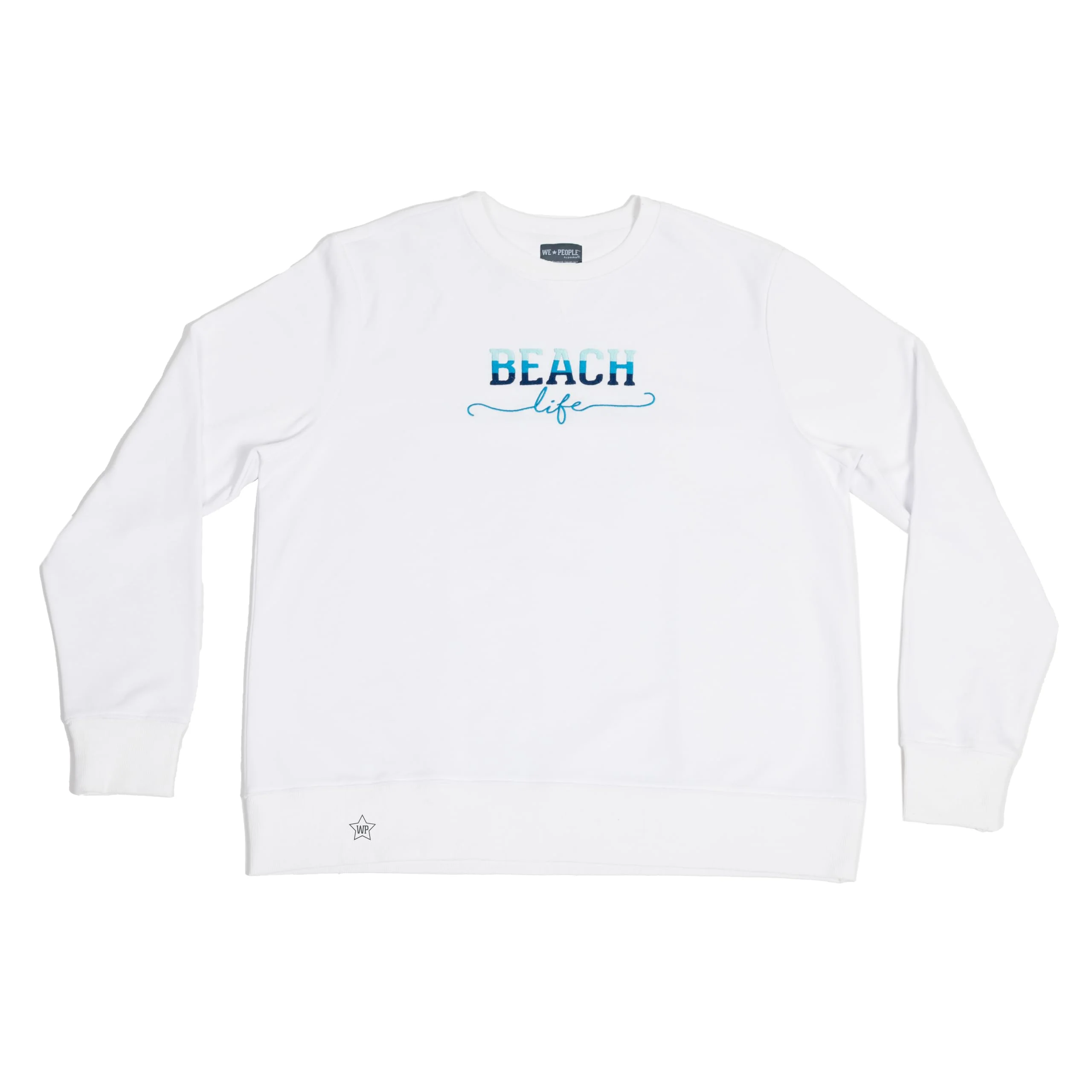 Pavilion - Beach Life - M/L Unisex Relaxed Fit Long Sleeve Oversized Loungewear Pullover Crewneck French Terry Blend Sweatshirt Apparel Varsity Style Seaside Ocean Waterfront Nautical Coastal Boating Beach Lover Gift Present