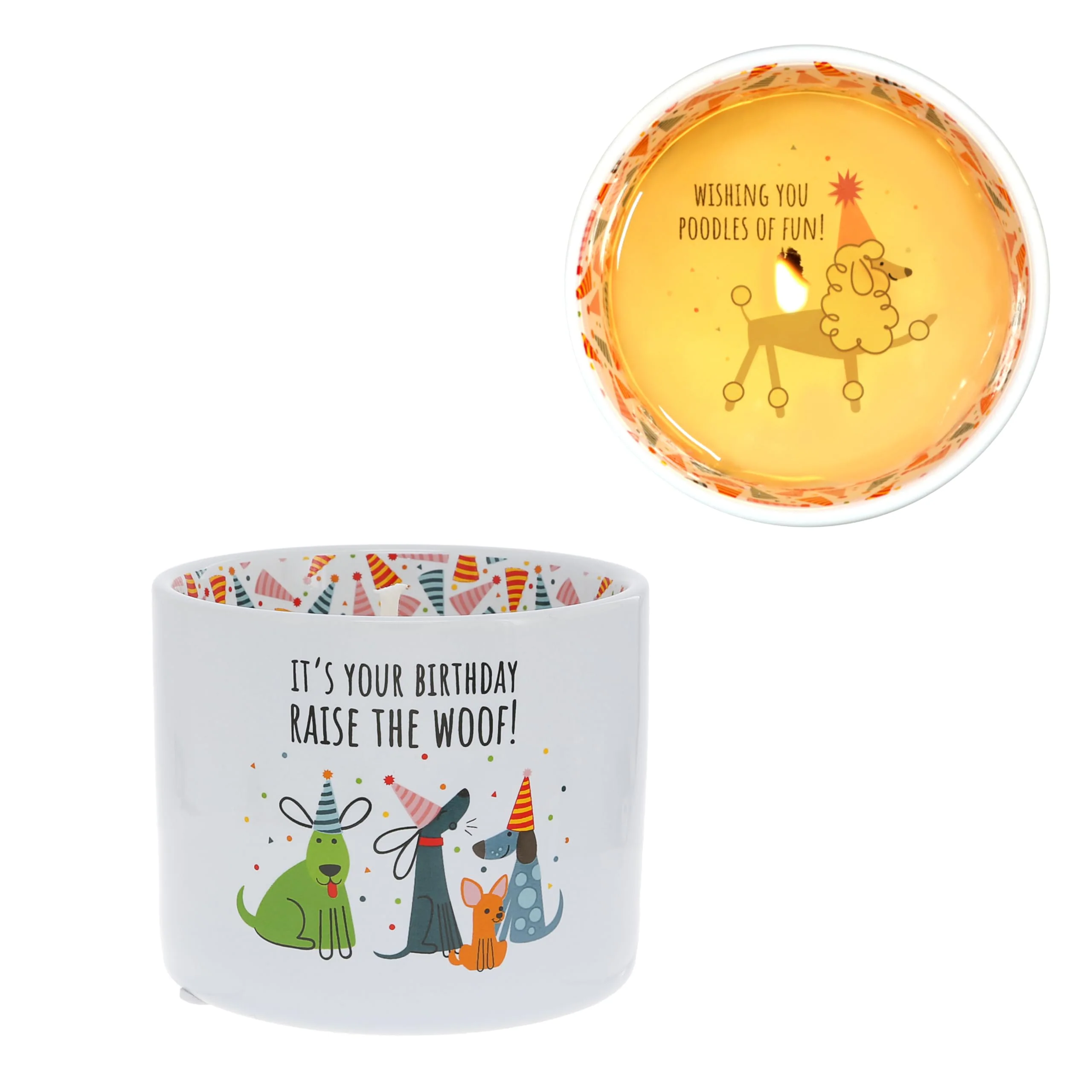 Pavilion - Raise The Woof - 8 oz Jasmine Scented Candle Wax Reveal Secret Hidden Suprise Message K9 Puppy Doggy Dog Lover Birthday Unique Novelty Present