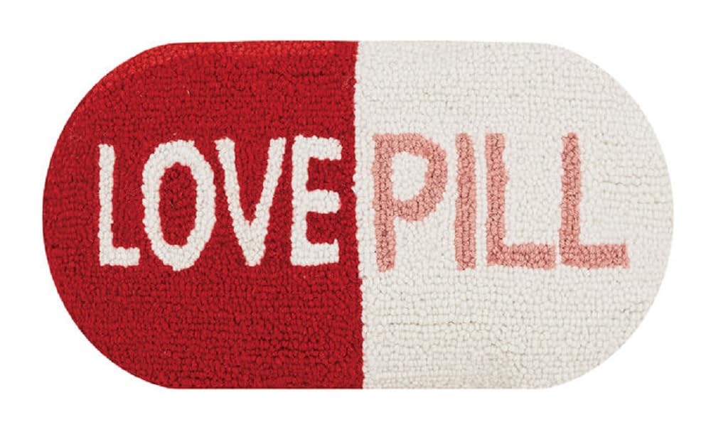 Peking Handicraft Love Pill Shaped Hook Pillow, 16-inch Length, Wool and Poly Velvet, Blown in Filler, Home, Home Décor