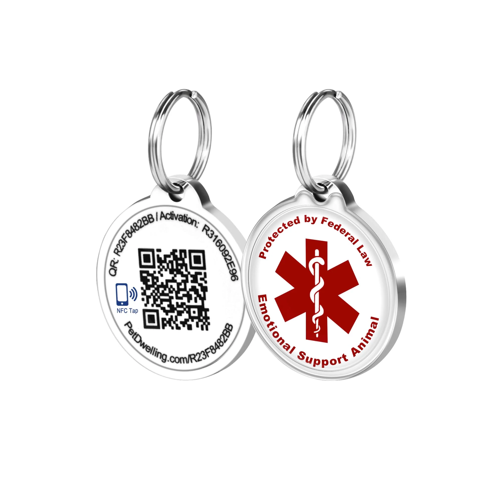 Pet Dwelling QR Code Emotional Support Animal Tag-ESA ID Tag-Dog Tags-Cat Tags-Online Pet Profile-Instant Email Alert of QR Tag Scanned GPS Location (NFC White)