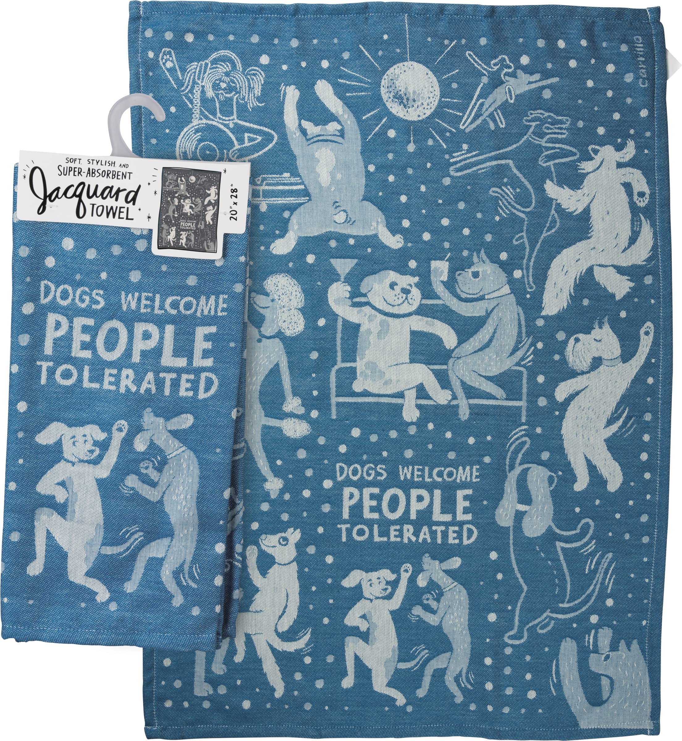 Primitives by Kathy Jacquard Kitchen Dish Towel - Dogs Welcome People Tolerated