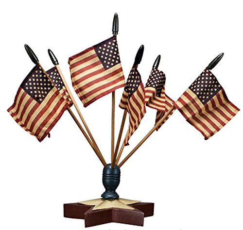 Patriotic American Star Finial Display with Flags 4th of July Decoration