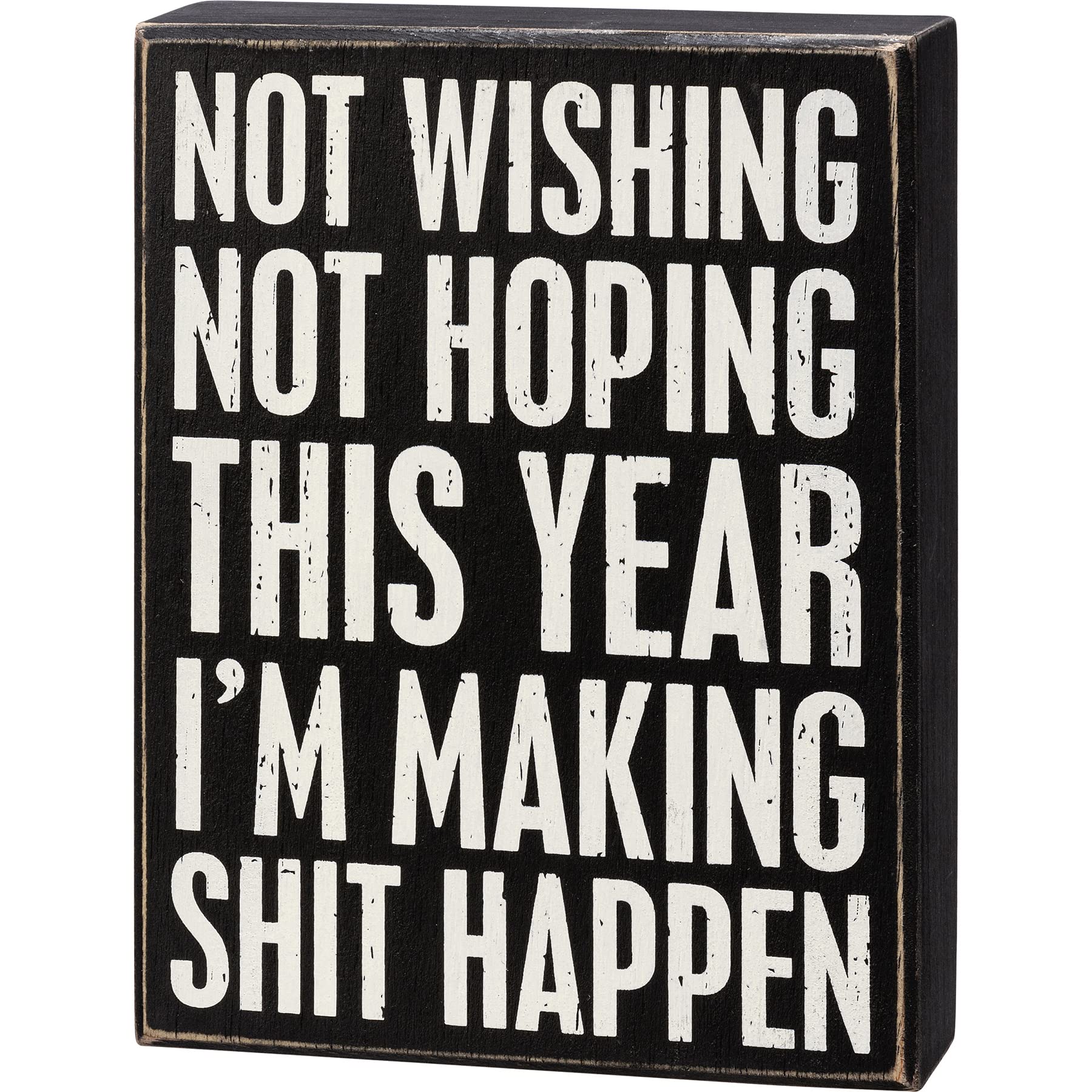 Primitive by Kathy 111983 Box Sign - Not Wishing Not Hoping This Year