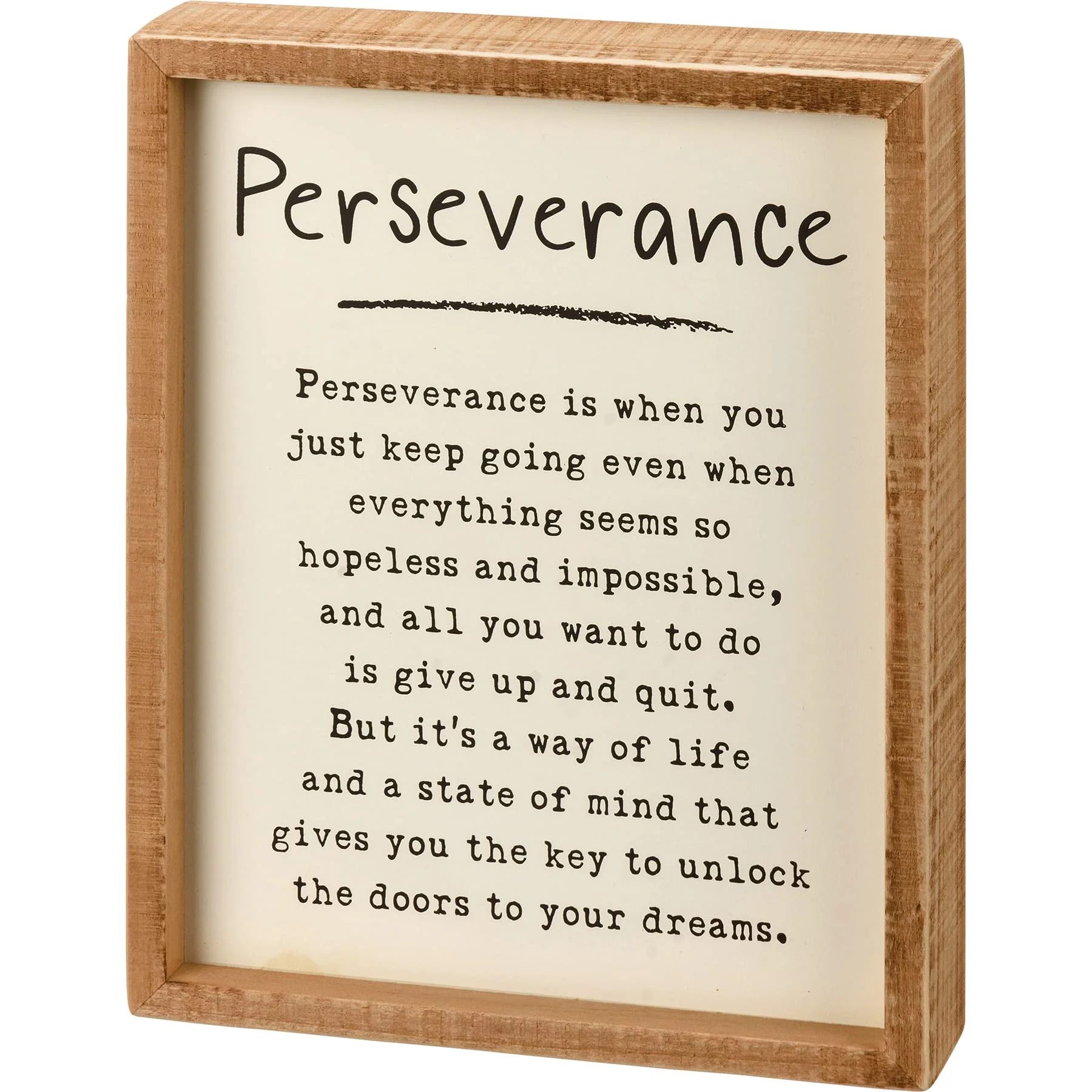 Primitives by Kathy Perseverance Sentiment Themed Poem Decorative Wooden Box Sign Décor