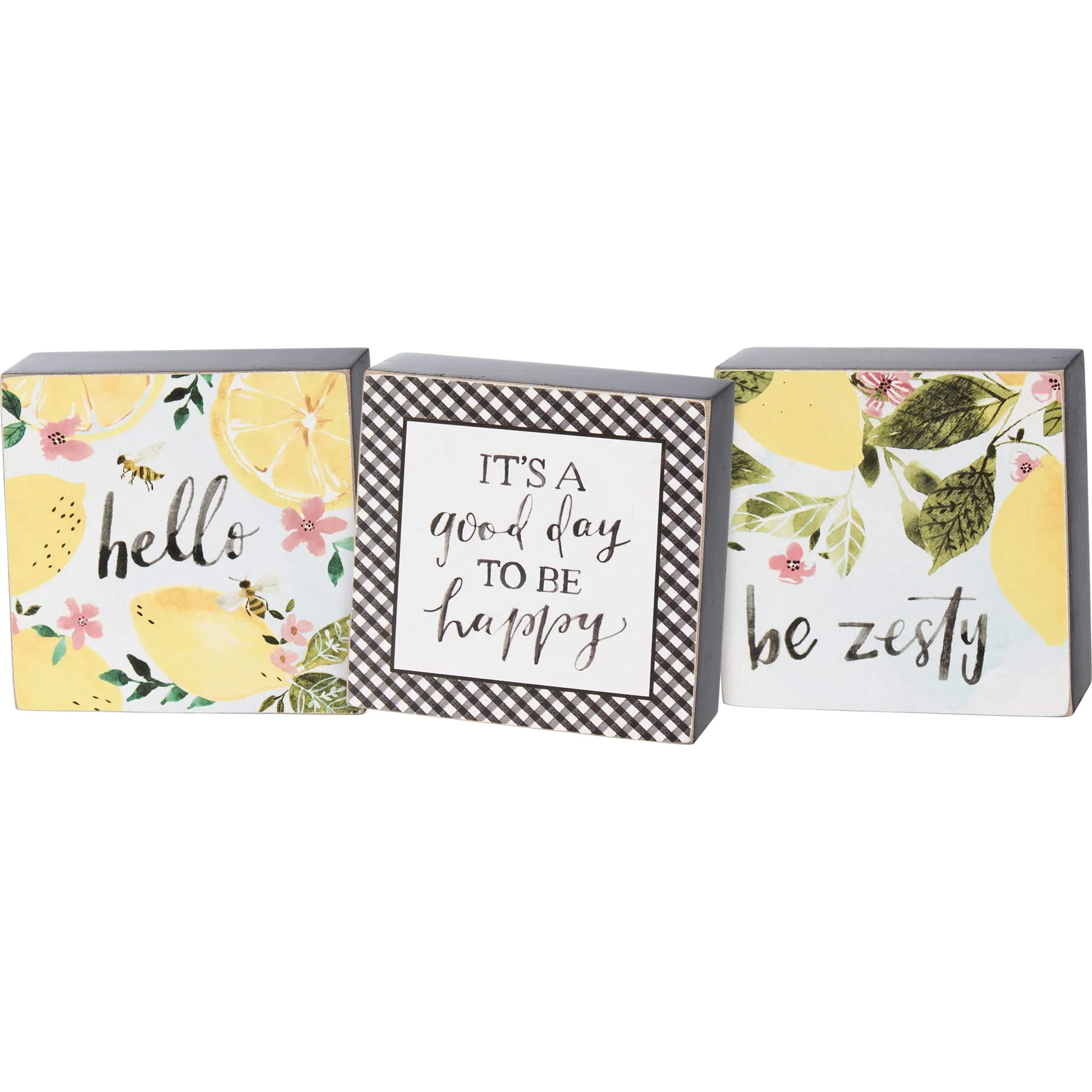 Primitives by Kathy Hello; It's A Good Day To Be Happy; Be Zesty Home Décor Sign Set