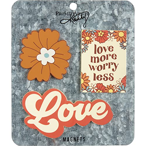 Primitives by Kathy Love More Worry Less Memo Holder Set | 3 Piece Love Themed Magnets
