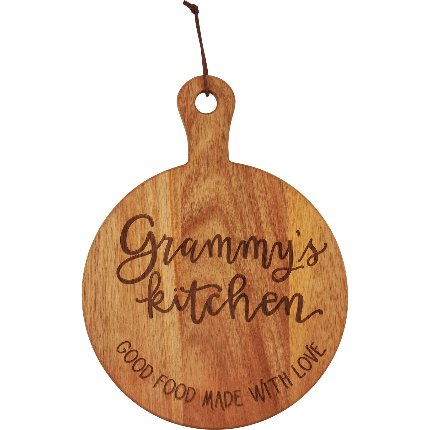 Primitives By Kathy Grammy's Kitchen Food Made With Love Round Wooden Cutting Board 10 Inch