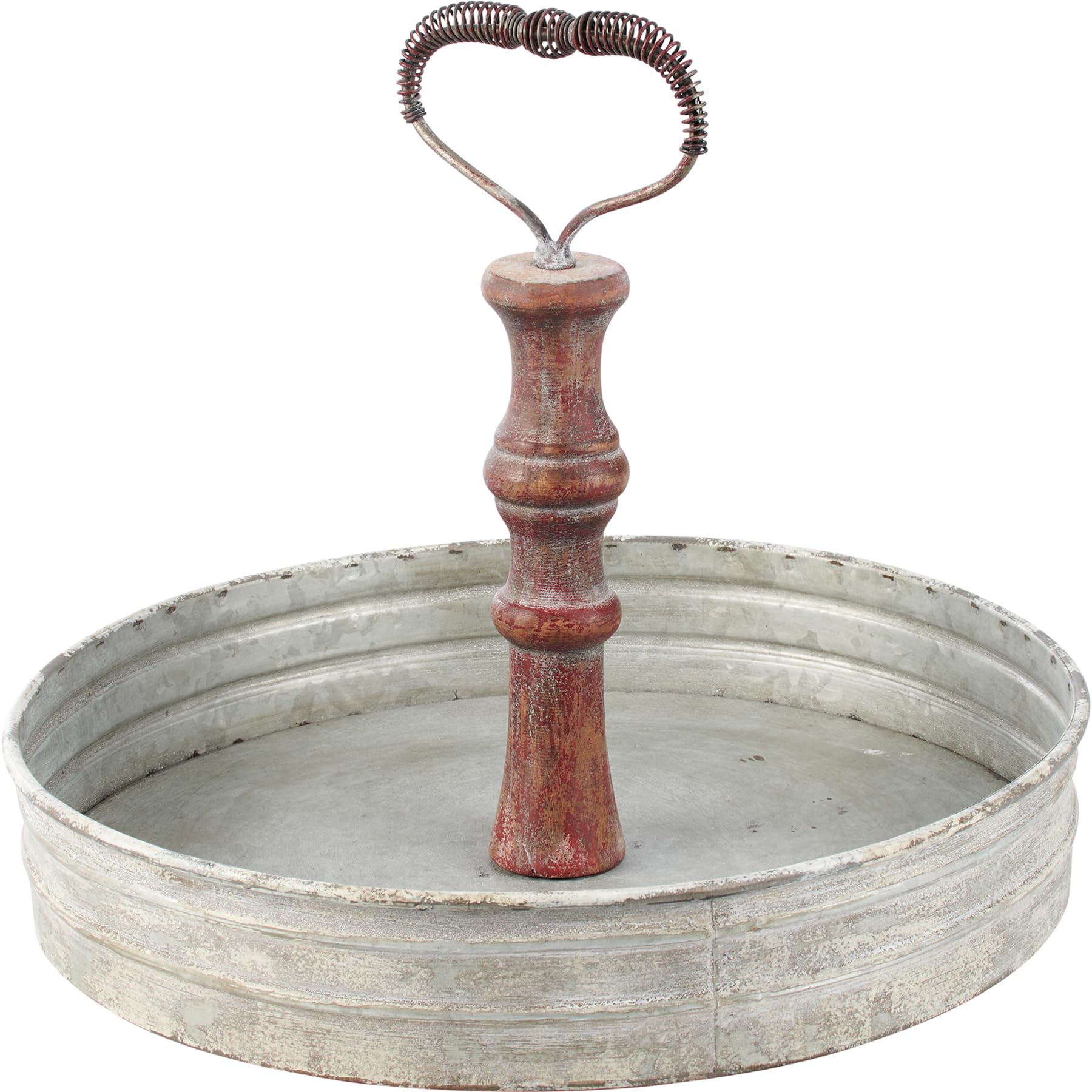 Primitives by Kathy Tiered Serving Tray - Single Tier Metal Tray with Wood and Metal Coil Handle