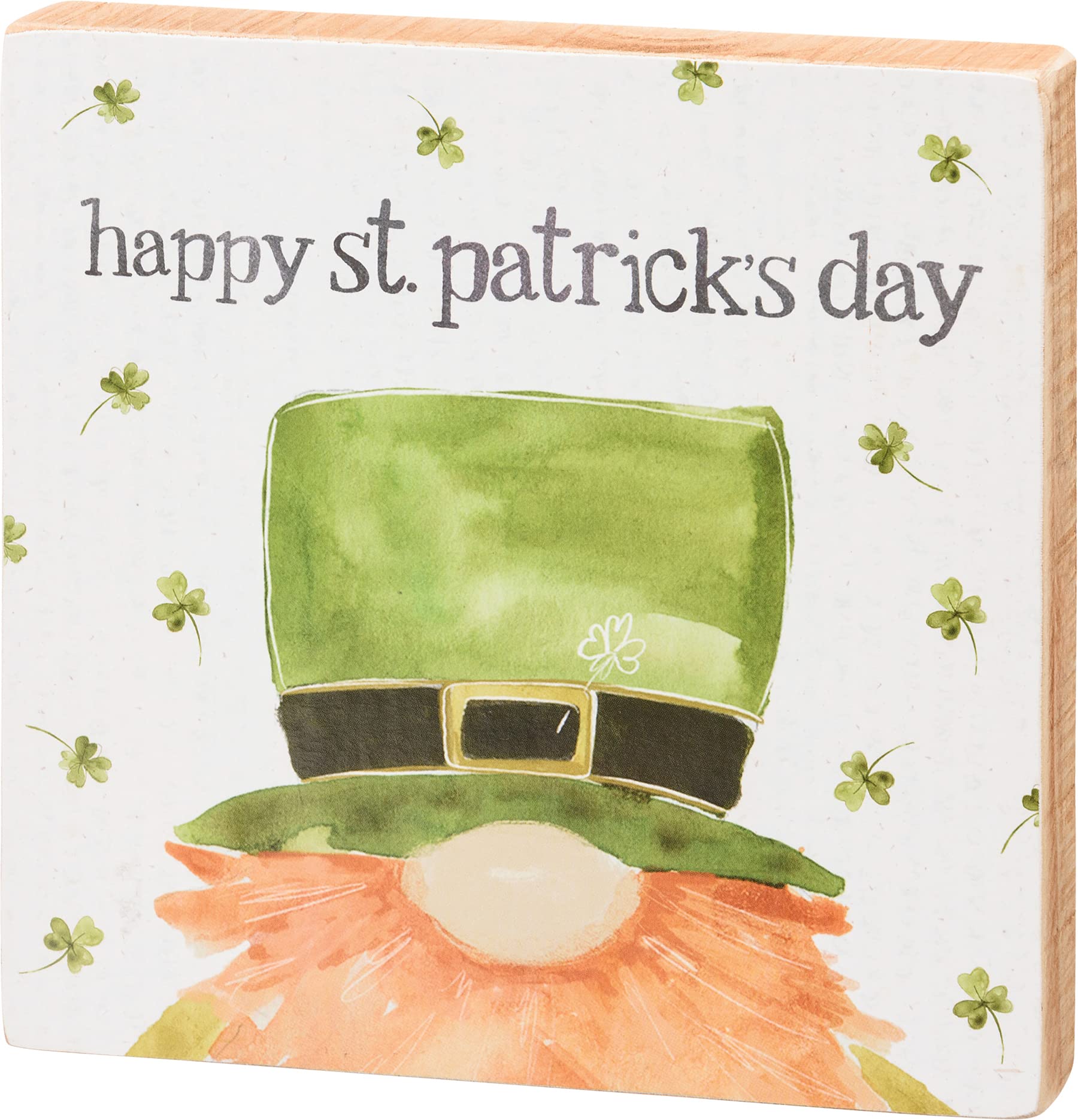 Primitives By Kathy 112645 Happy St. Patrick's Day Block Sign, 6-inch Square