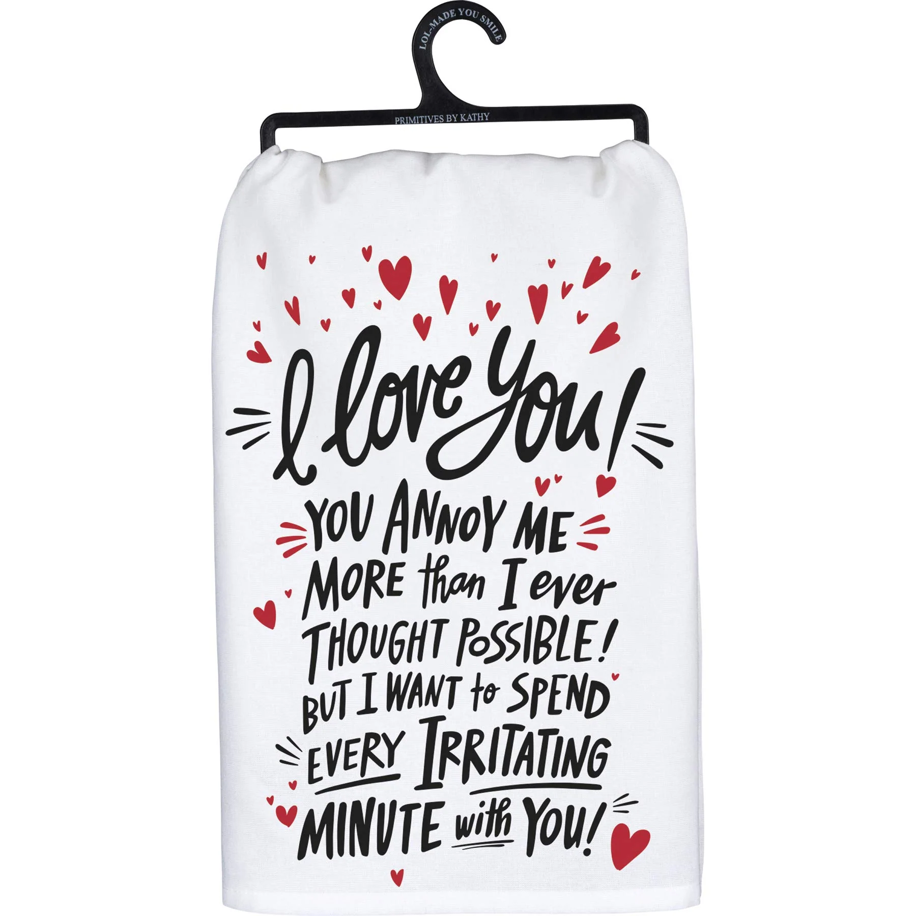 Primitives By Kathy 109060 I Love You Dish Towel, 28-inch High, Cotton