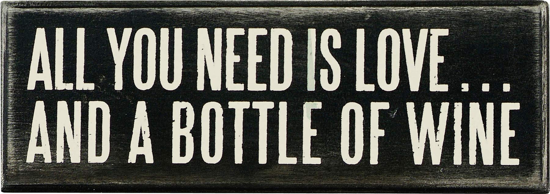 Primitives by Kathy Box Sign, 7 by 2.5-Inch, Love and a Bottle of Wine