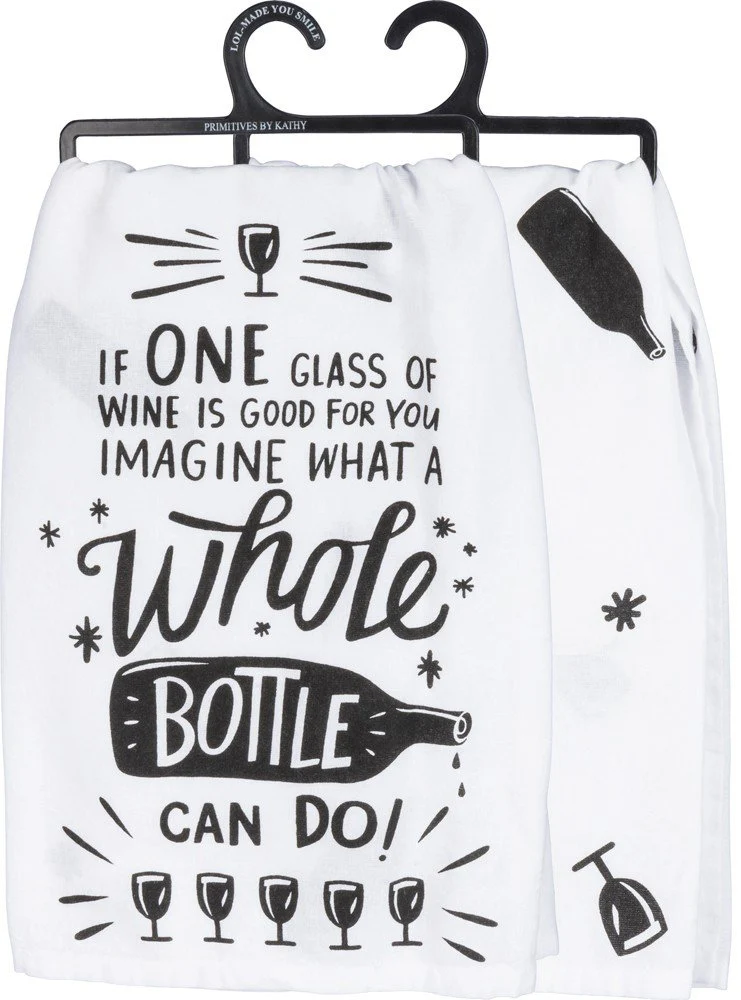 Primitives by Kathy LOL Made You Smile Dish Towel, 28", Whole Bottle