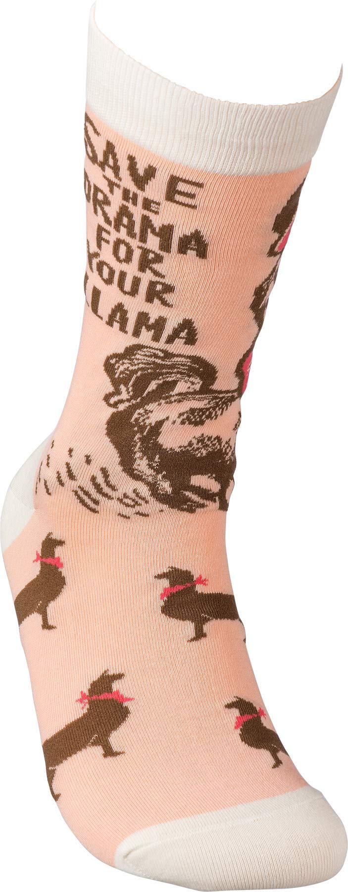 Primitives by Kathy Socks Funny Humorous "Save the Drama for your Llama" Pink Unisex Adult - One size fits most