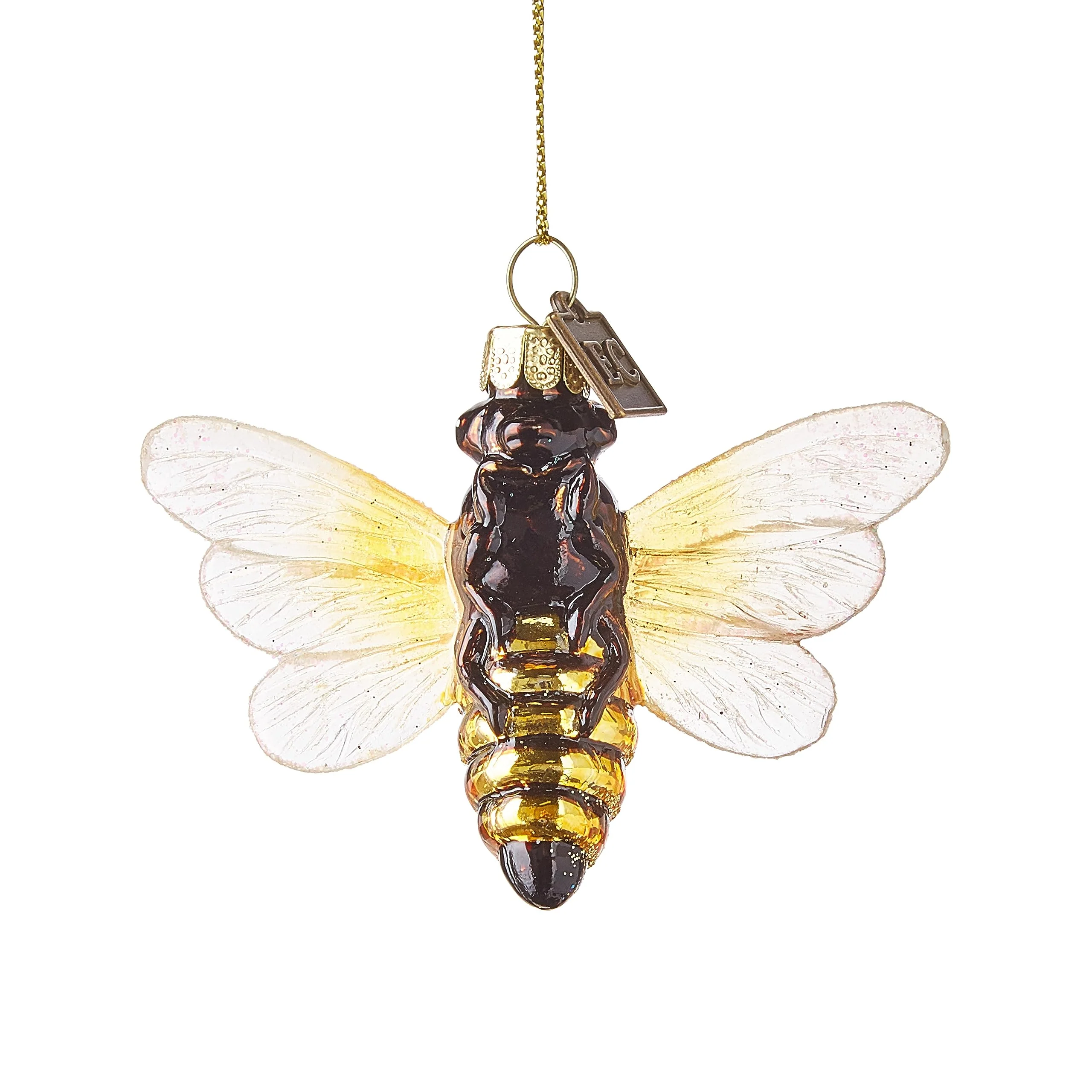 RAZ Imports Eric Cortina Collection Bee Happy Ornament, 3-inch Length, Yellow, Glass and Resin, Easter Décor