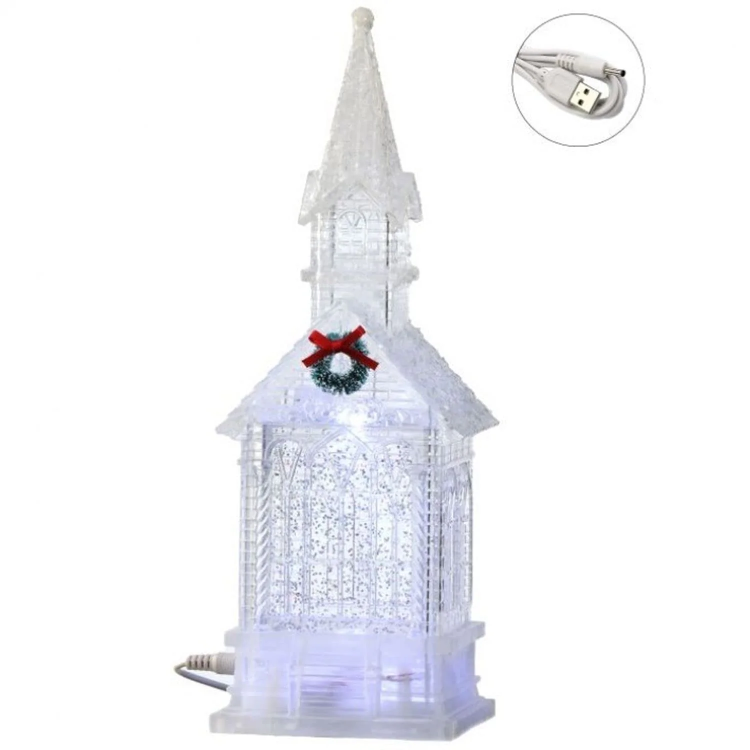 Regency International 11" LED/Battery/Timer/USB Crystal Church Globe