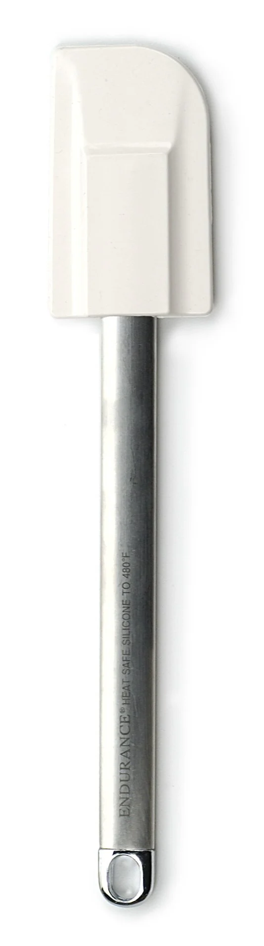 RSVP Medium Silicone Spatula with Stainless Steel Handle, White