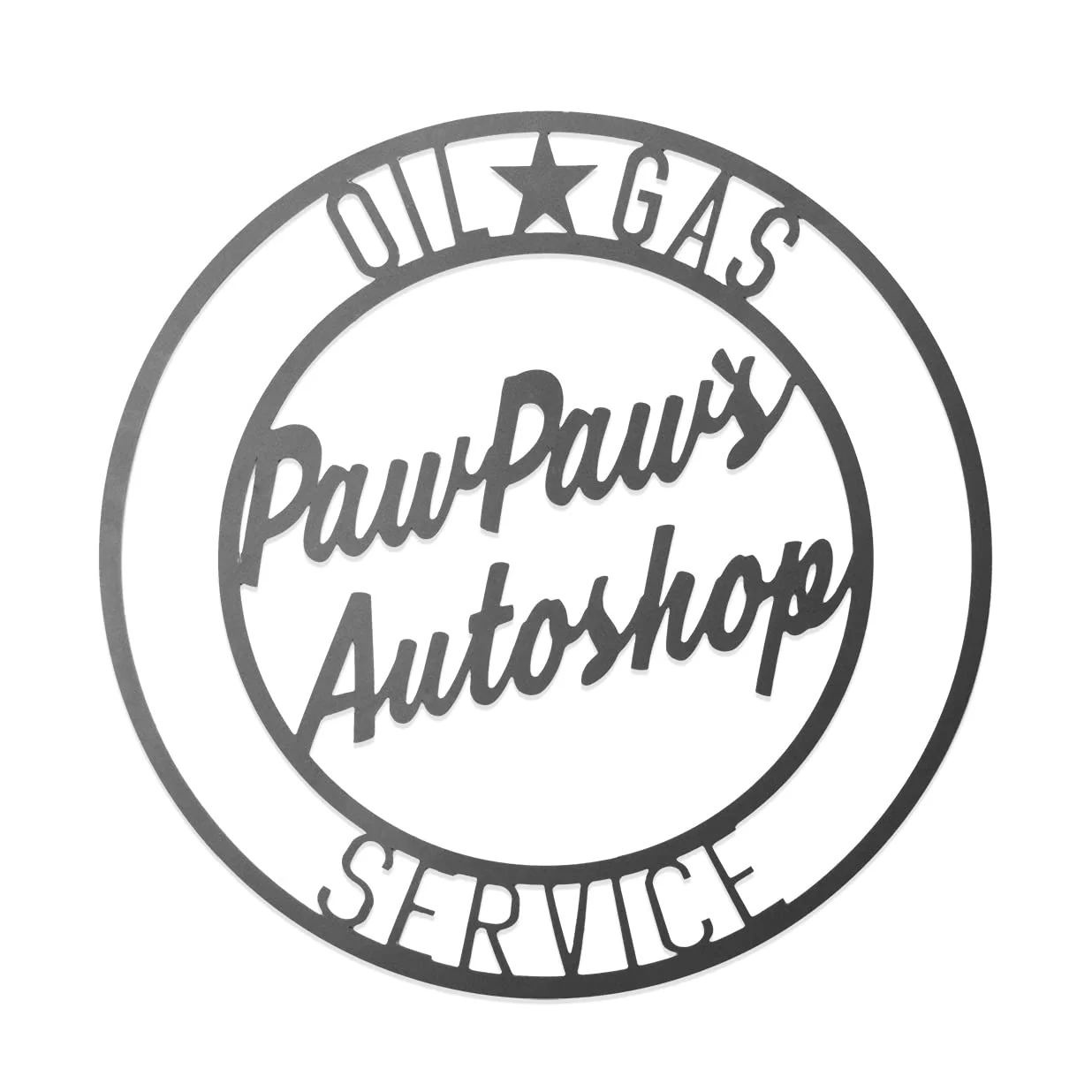 ROCC RUSTED ORANGE CRAFTWORKS CO. Vintage Circle Signs-Autoshop Paw Paws sign for men-Personalized autoshop decor Personalized Garage Wall Decor-Custom garage signs for men vintage-Mancave sign-Metal signs