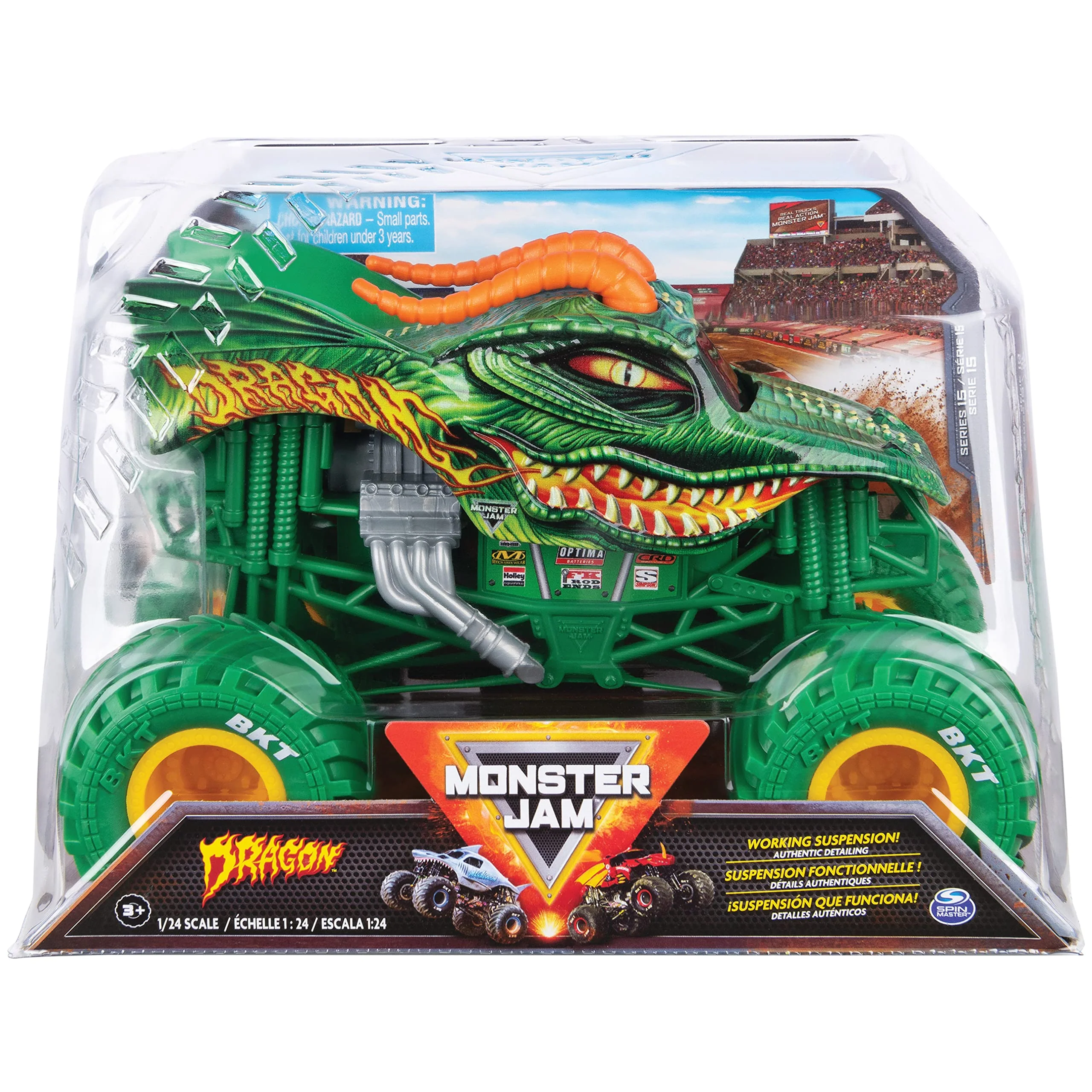 Monster Jam, Official Dragon Monster Truck, Die-Cast Vehicle, 1:24 Scale (Styles May Vary)