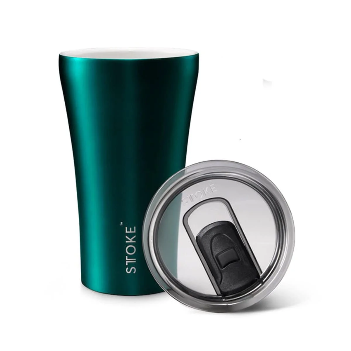 Sttoke Limited Edition World's First Shatterproof Cup, Ceramic, 12-Ounce, Satin Green