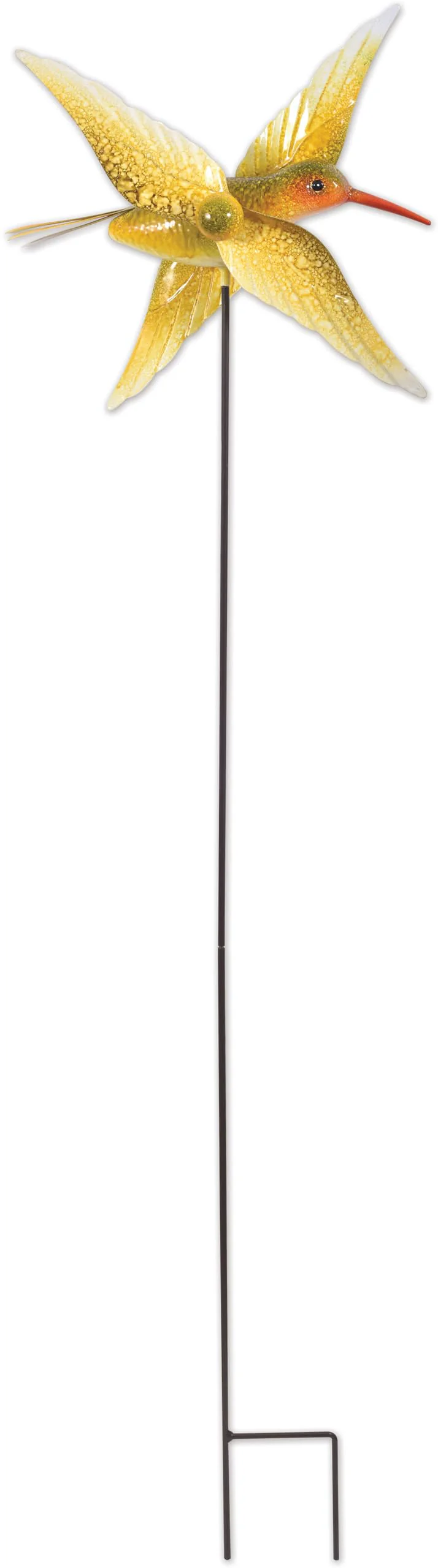 Sunset Vista Design Wind Spinners - Garden Décor Hummingbird Spinner Yard Stake, 36.5-Inch, Yellow