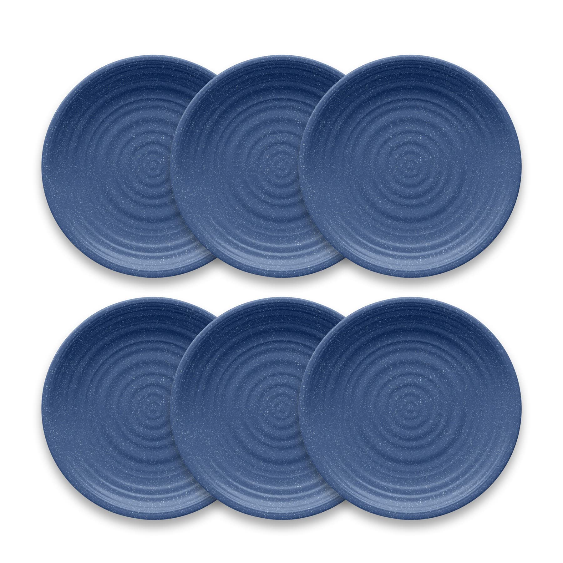 TarHong Planta Artisan Solid Dinner Plate, 10.5", Planta (Majority Plant Based with Melamine Binder), Shatterproof, Indoor/Outdoor Entertaining, Set of 6, Blue Matte