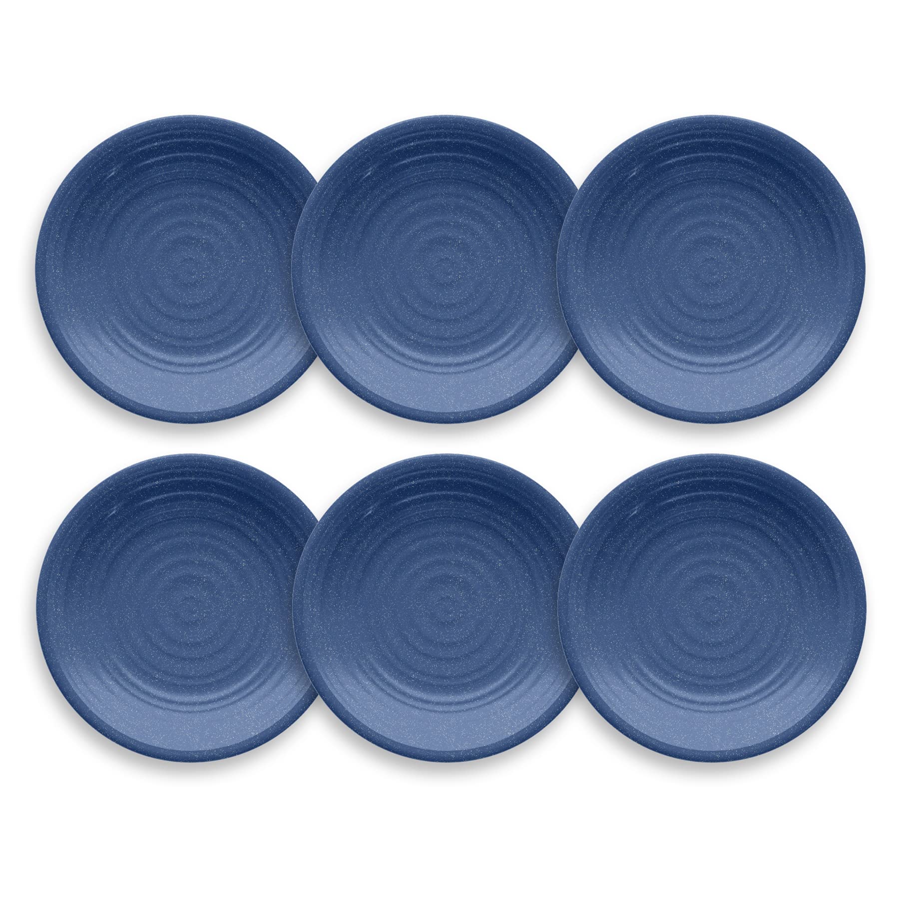 TarHong Planta Artisan Solid Salad Plate, 8.5", Planta (Majority Plant Based with Melamine Binder), Shatterproof, Indoor/Outdoor Entertaining, Set of 6, Blue Matte