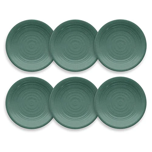 TarHong Planta Artisan Solid Salad Plate, 8.5", Planta (Majority Plant Based with Melamine Binder), Shatterproof, Indoor/Outdoor Entertaining, Set of 6, Matte Teal