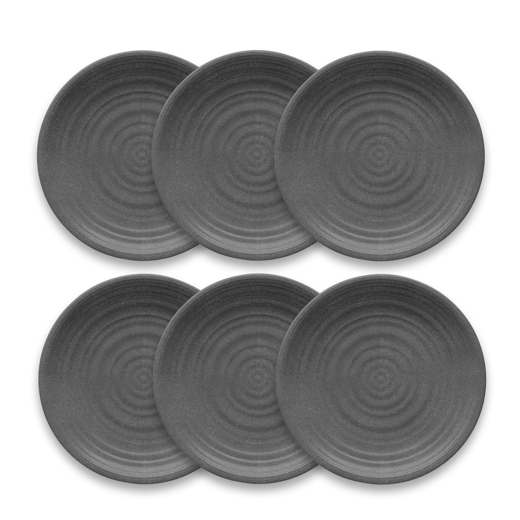 TarHong Planta Artisan Solid Dinner Plate, 10.5", Planta (Majority Plant Based with Melamine Binder), Shatterproof, Indoor/Outdoor Entertaining, Set of 6, Gray Matte