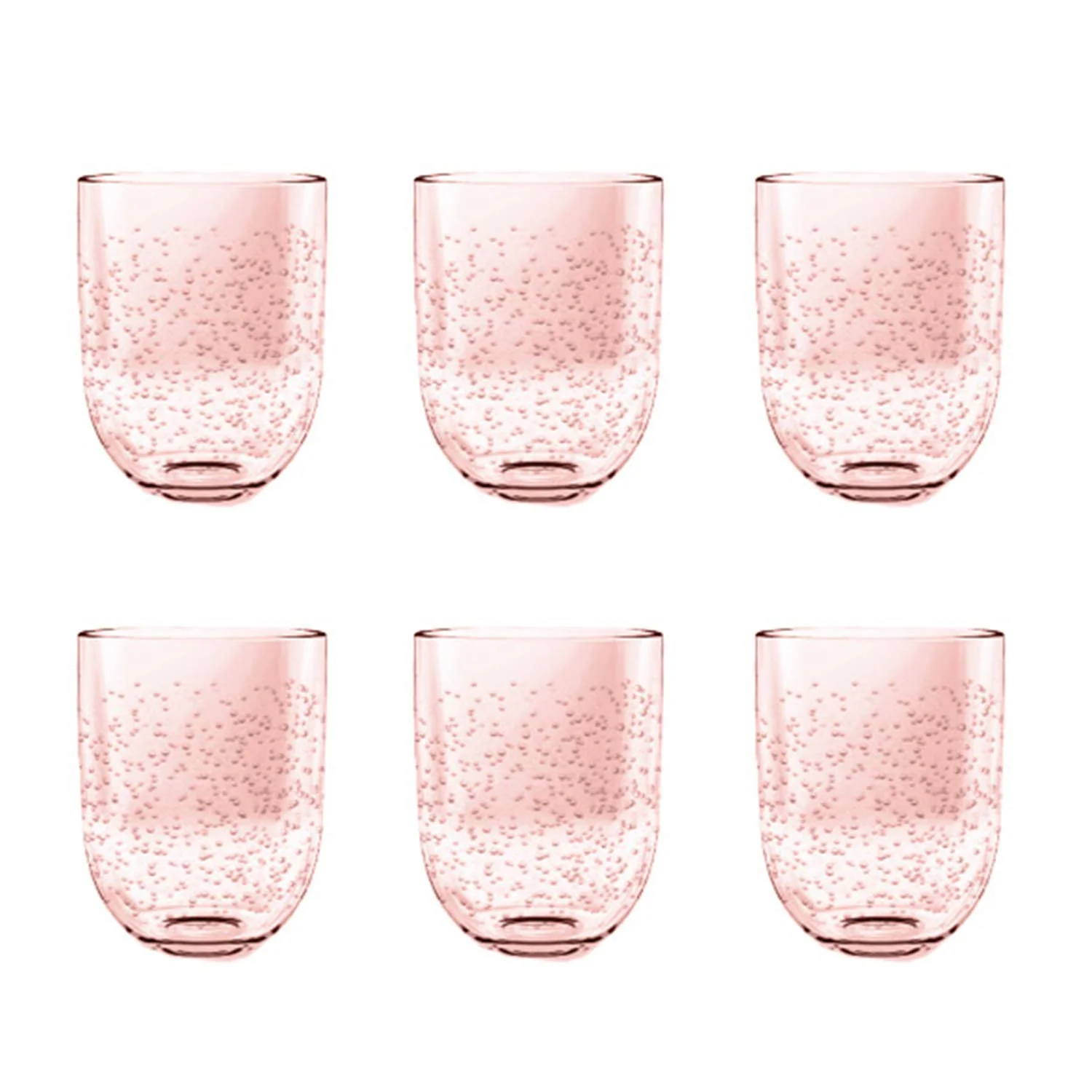 TarHong Bubble Double Old Fashion Glass Blush, 15.5 oz, Premium Plastic, Set of 6