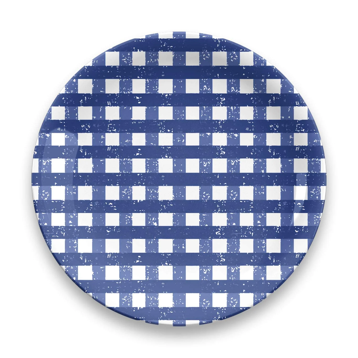 TarHong Homemade Navy Gingham Dinner Plate S,4, 10.5"