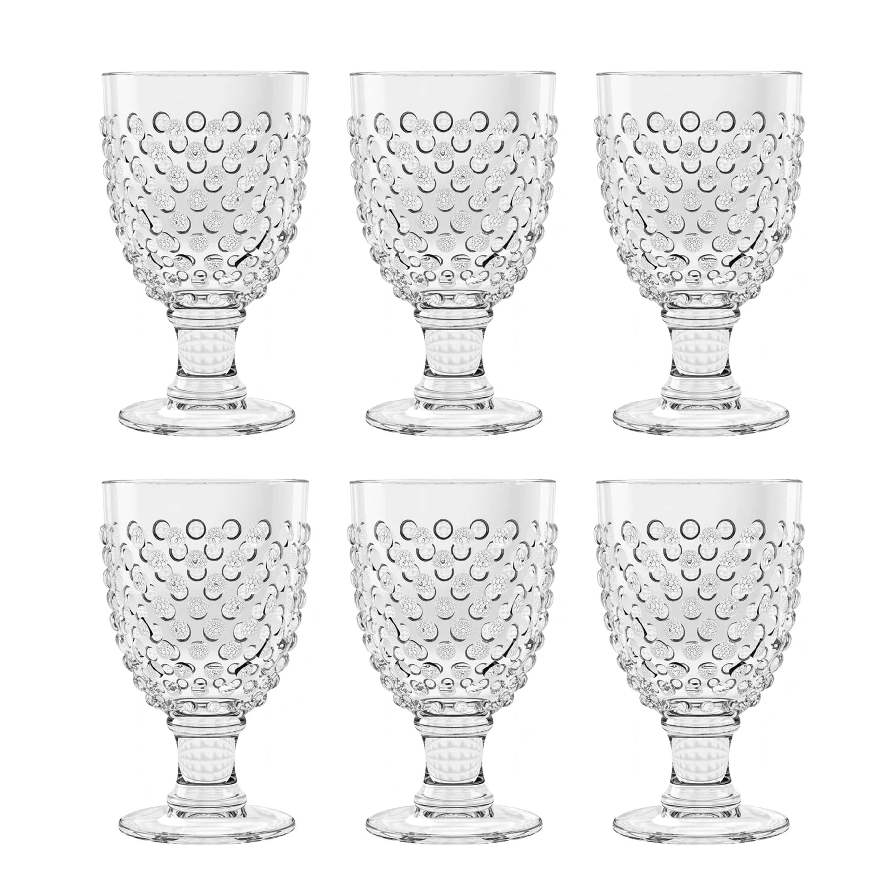 TarHong Hobnail Premium Plastic Drinkware, Beverage/Goblet, Clear