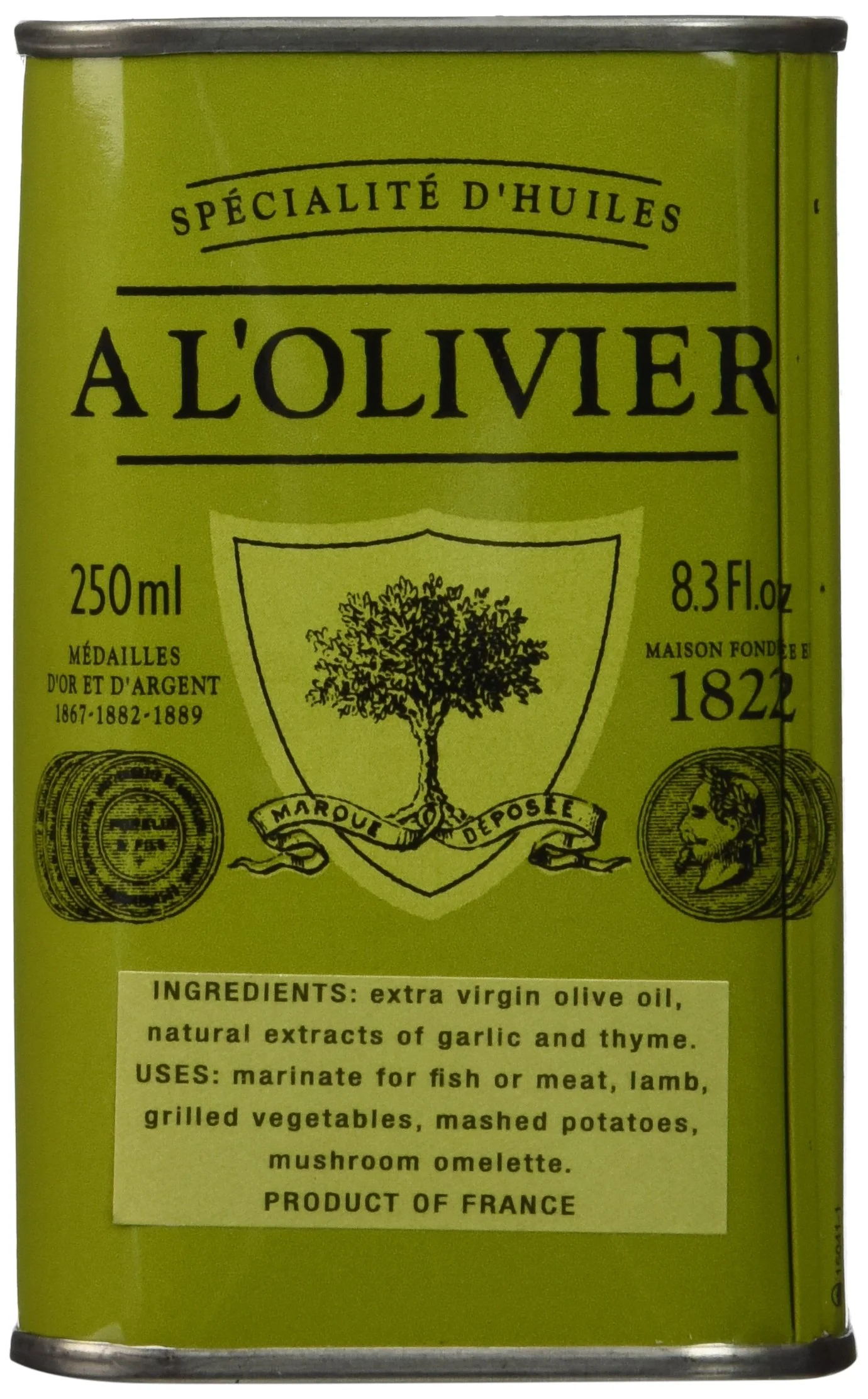 A L'Olivier Garlic & Thyme Infused Extra Virgin Olive Oil, 8.3 fl oz
