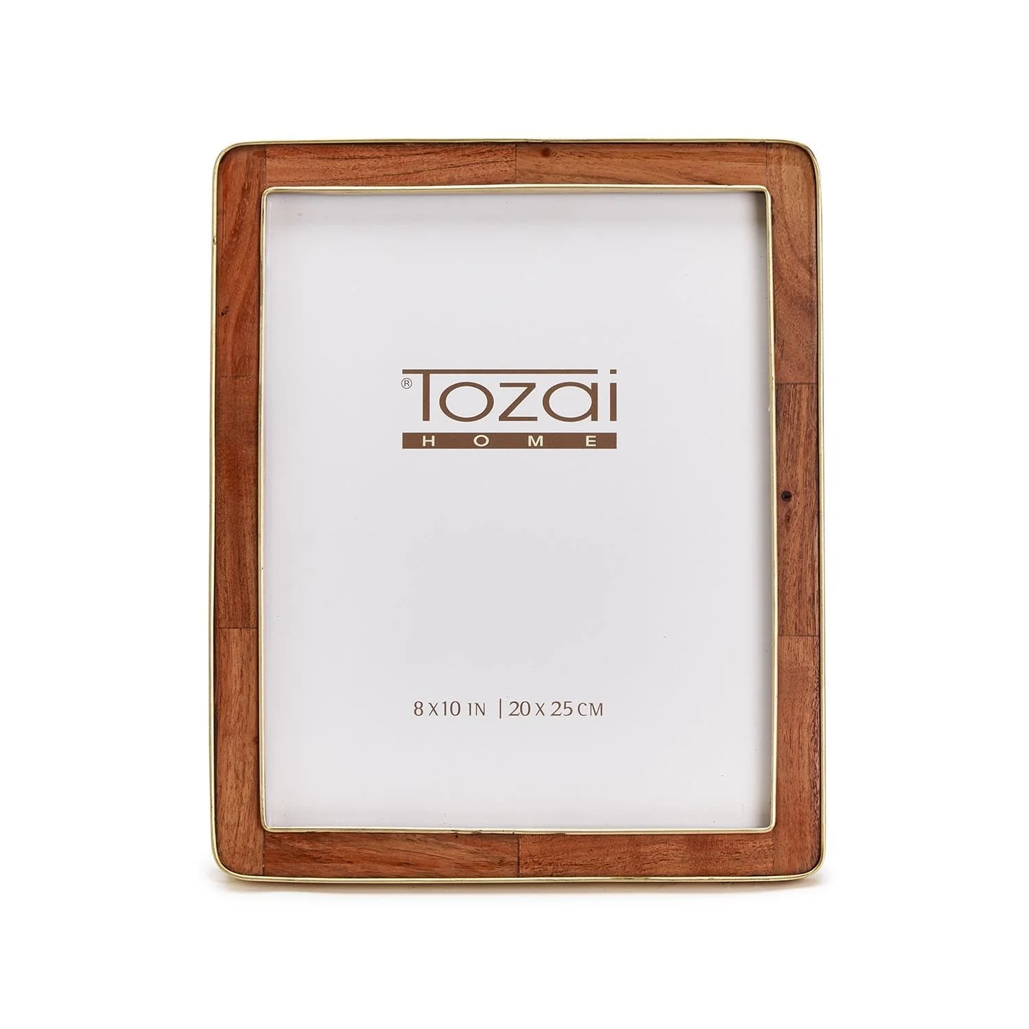Two's Company Nelson 8" x 10" Rounded Edge Photo Frame with Bras Edge - MDF/Acacia Wood/Brass/Glass