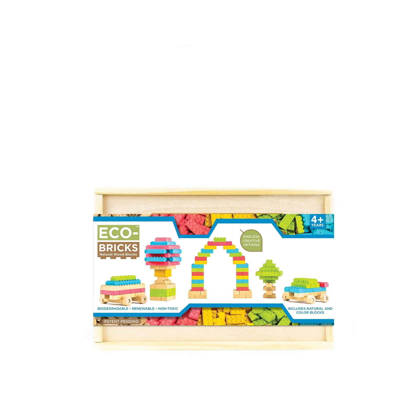 ONCE KIDS Eco-Bricks Wood Blocks for Ages 4 & up - 109, 206 Pieces Kids Building Blocks – Customizable Building Toys
