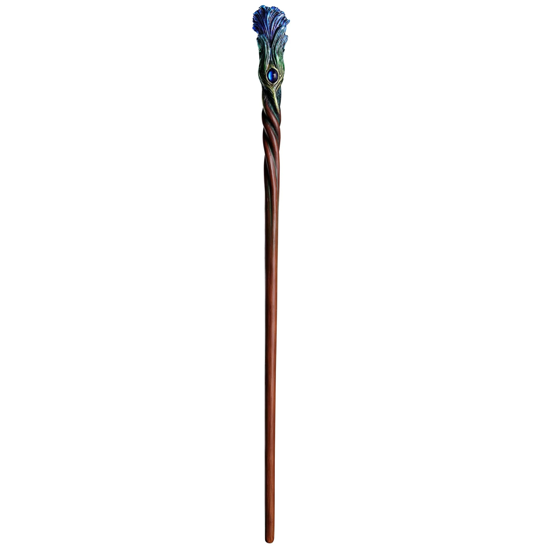 Veronese Design 14 Inch Sapphire Plume Peacock Magic Wand Resin Collectible Hand Painted Wizard Prop